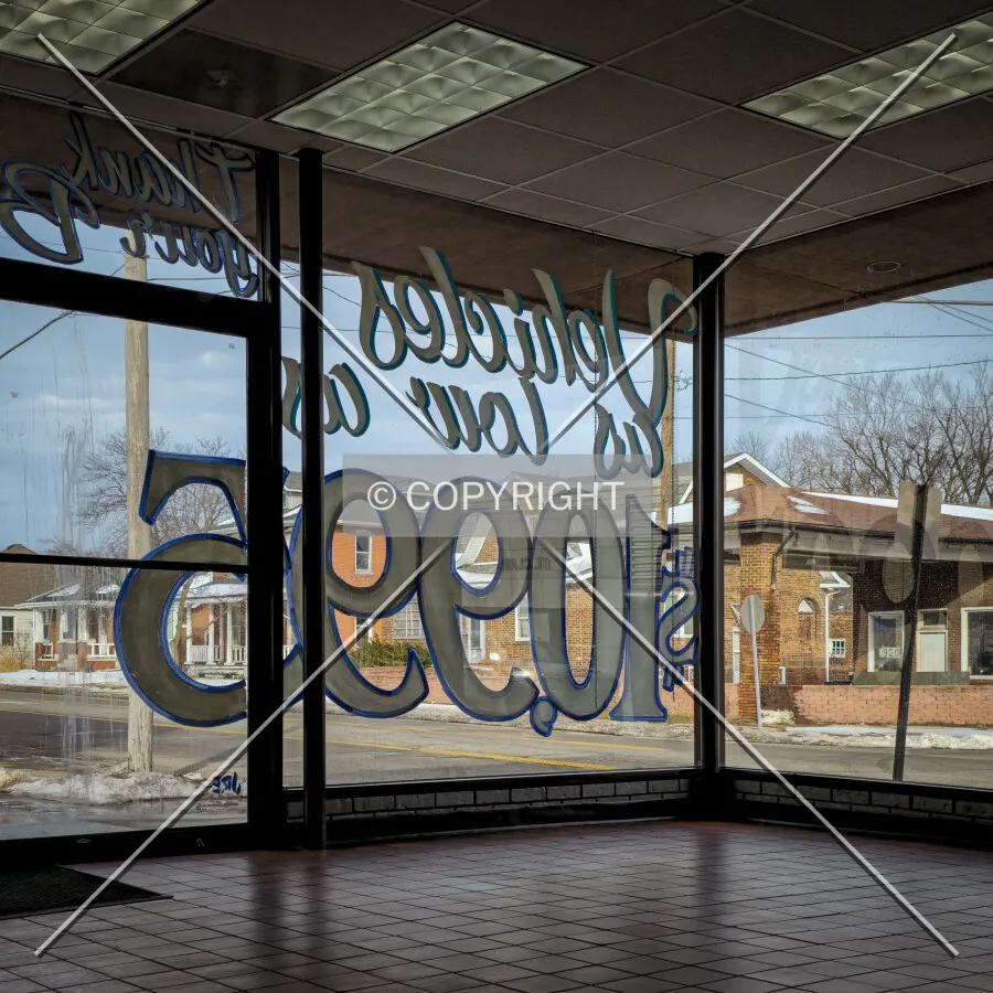 View towards the north entrance of the showroom; January 17, 2025