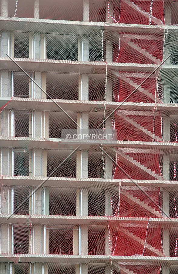 Stairs and facade under construction