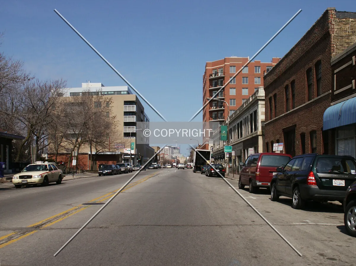 Looking north on Chicago Avenue from a mile away