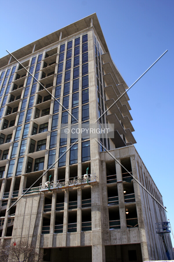 Looking up the northeast corner