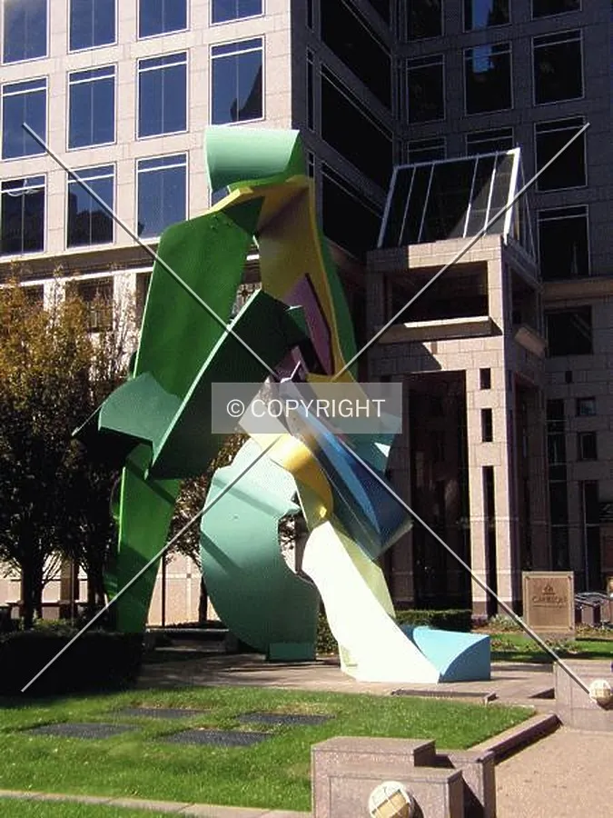 Sculpture named The Garden in the plaza adjacent to the tower