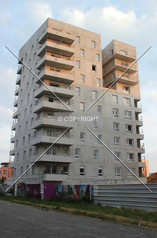Corner view from the southeast.