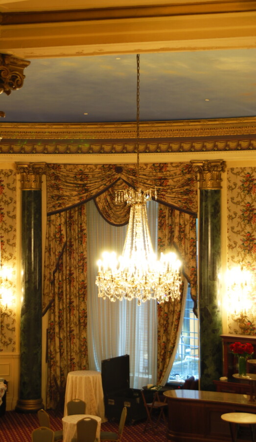 Chandelier detail on the back of the main lobby