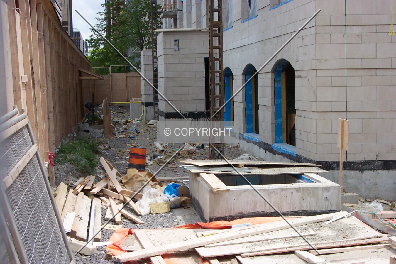 Looking down the north side of the construction site