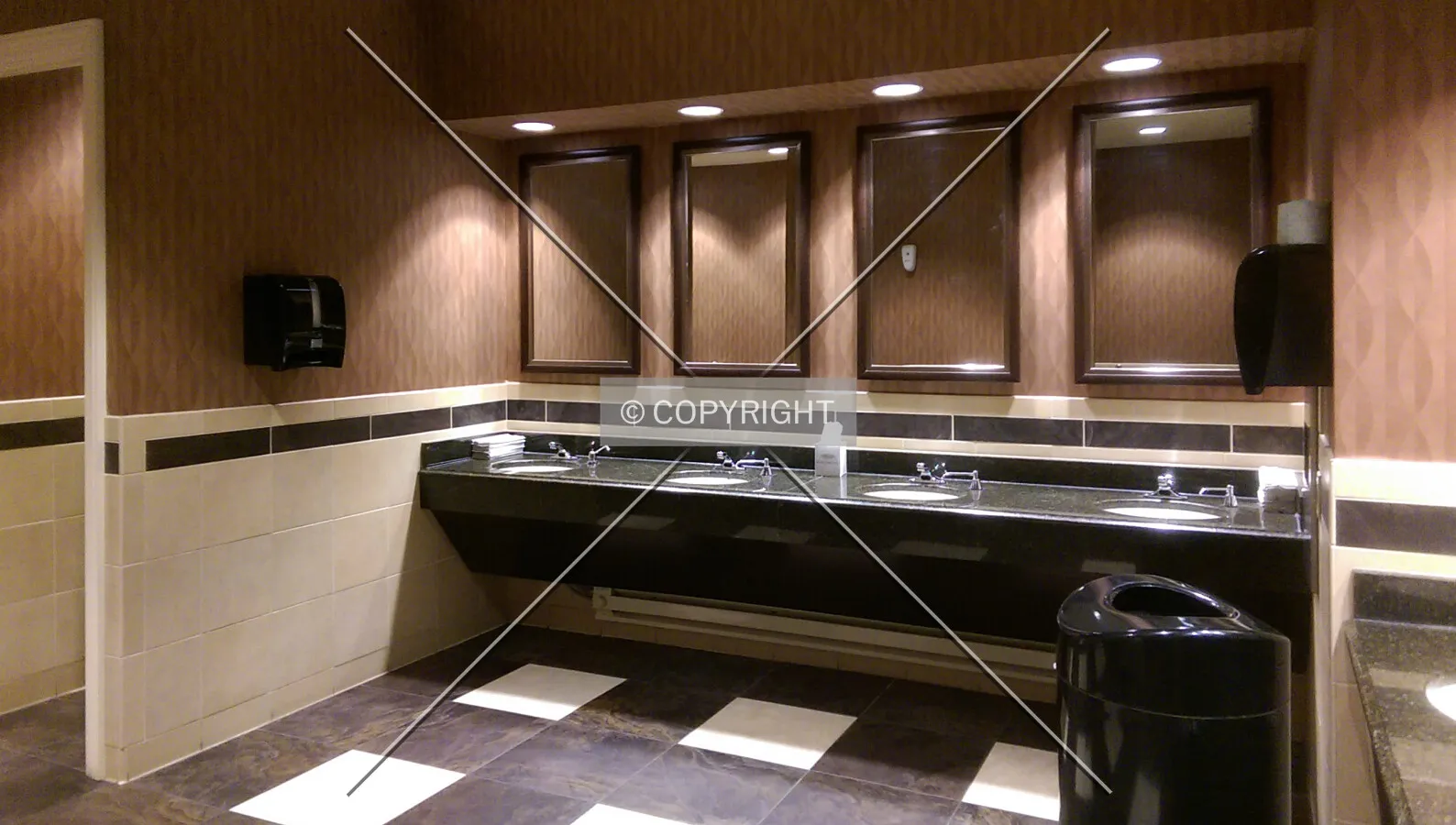 Sinks in the men's restroom on the east end of the building; December 11, 2014