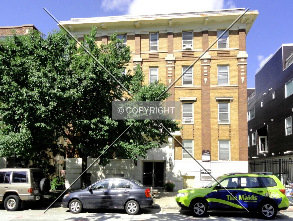 From across North Cass Street to the east