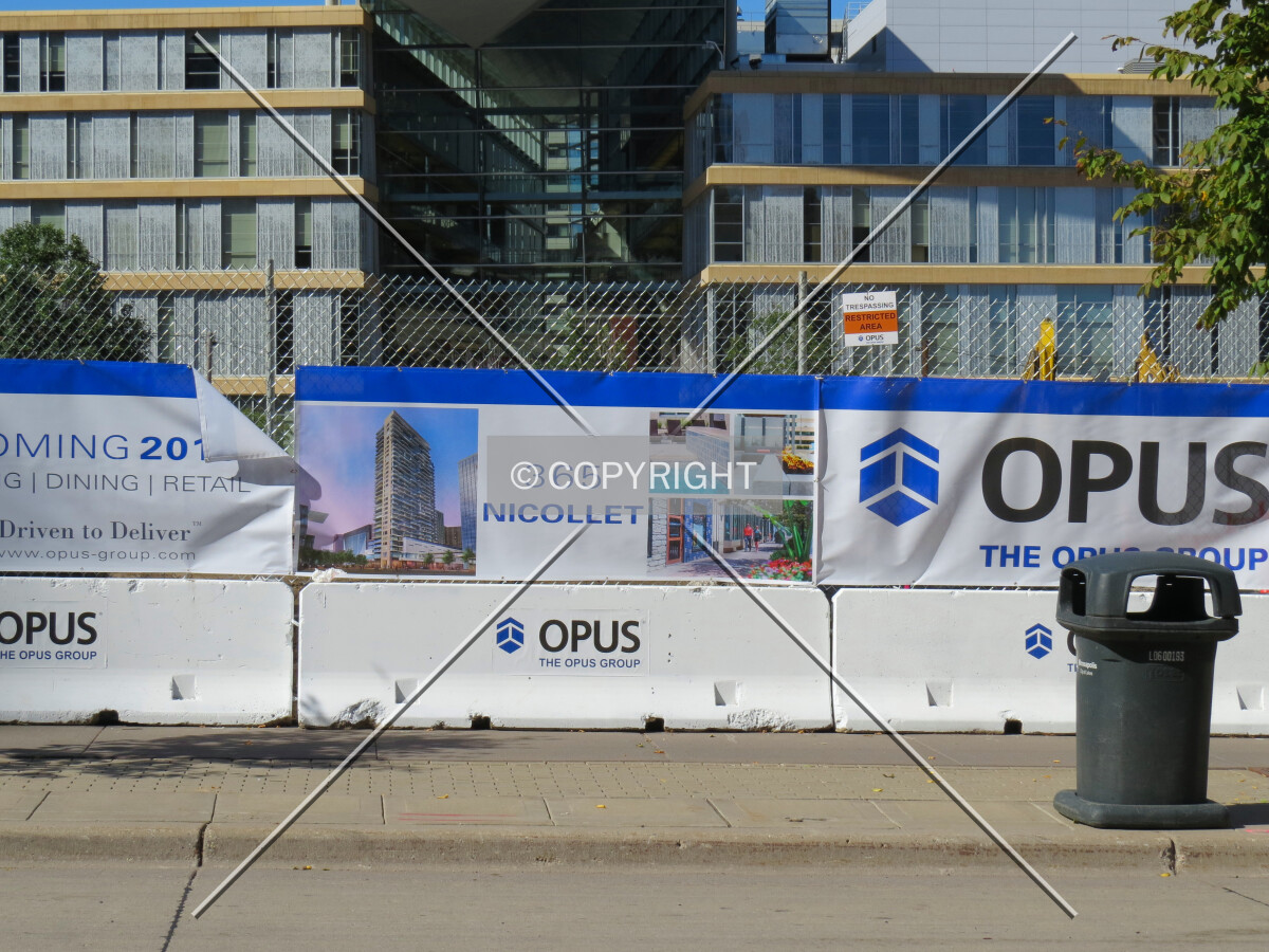Construction barrier along Marquette Avenue