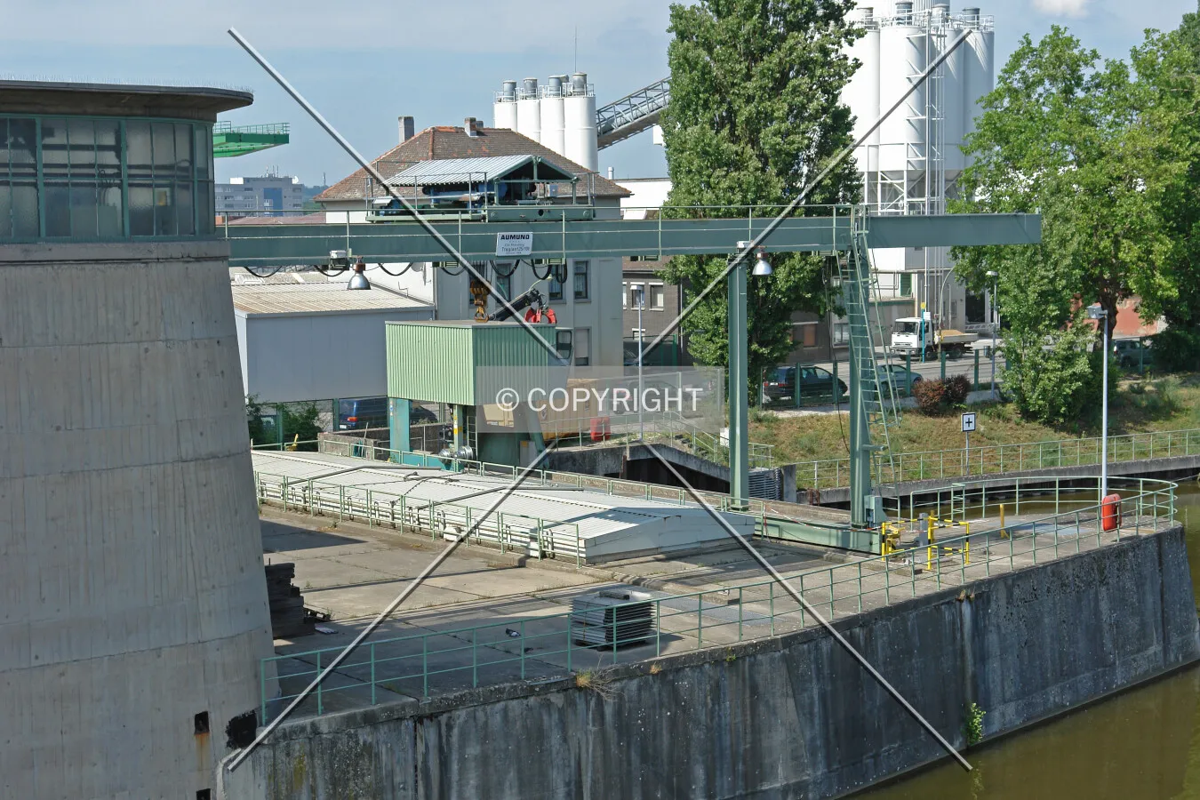 Industrial crane at a sluice