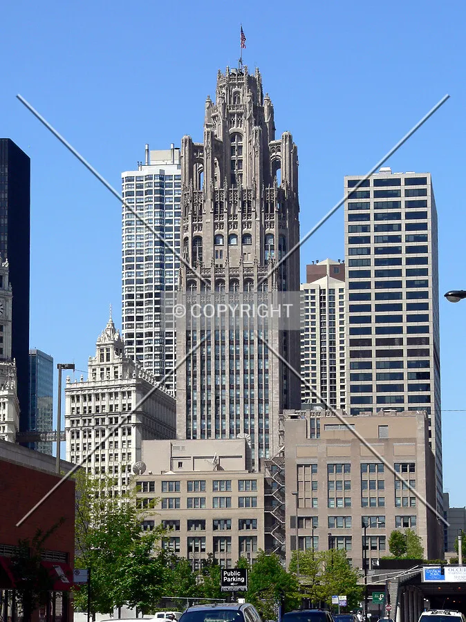 View to the west from the intersection of Illinois Street and McClurg Court