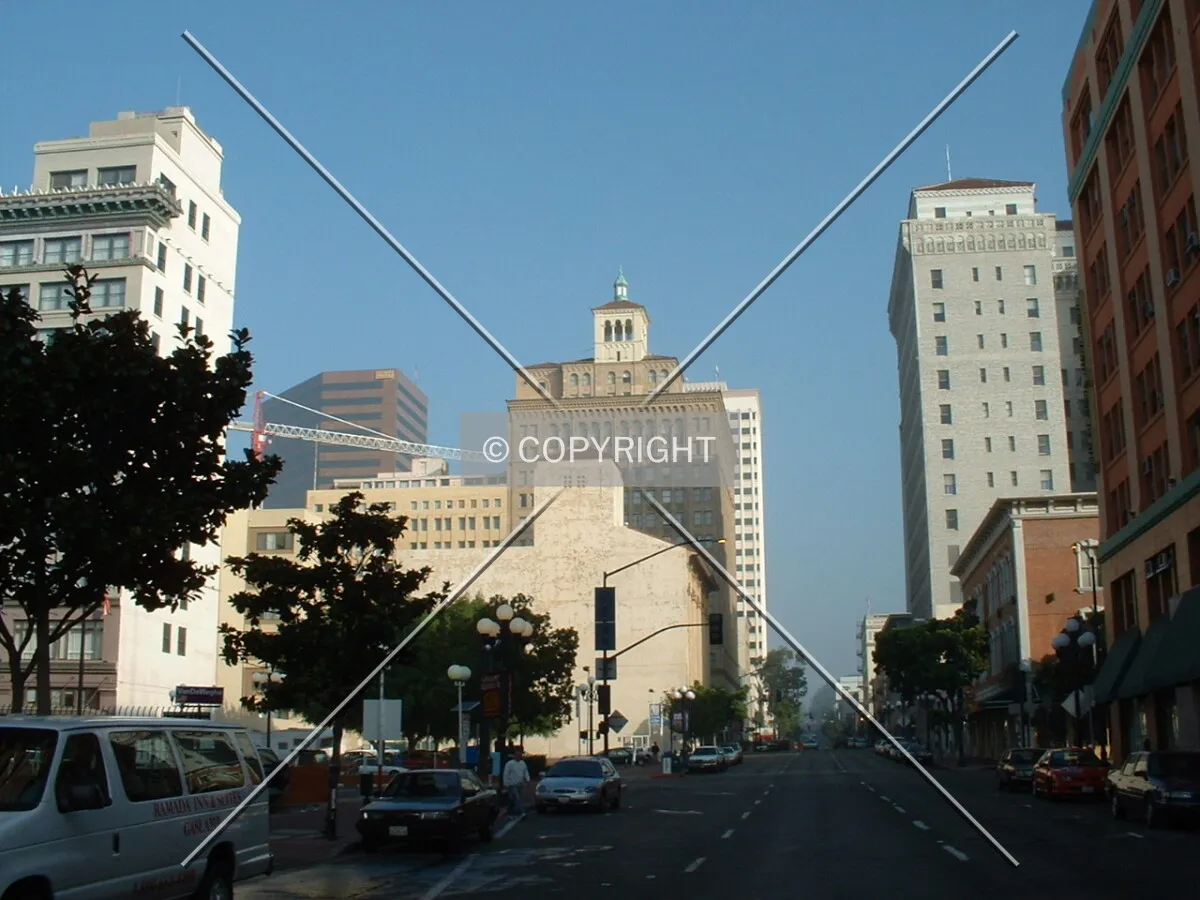 Morning sun shines on downtown