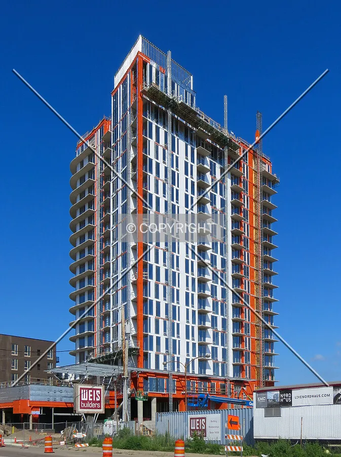 View to the west from 1st Avenue NE