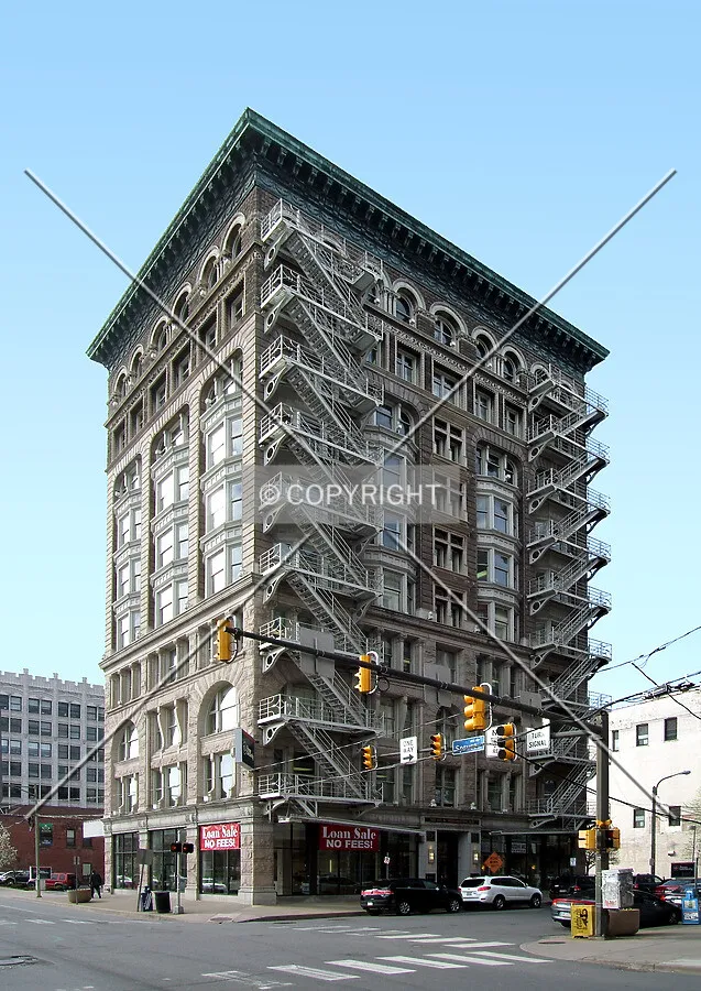 View from the north at Spruce Street and Washington Avenue