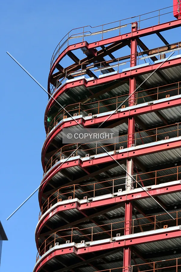 Looking up at the construction progress