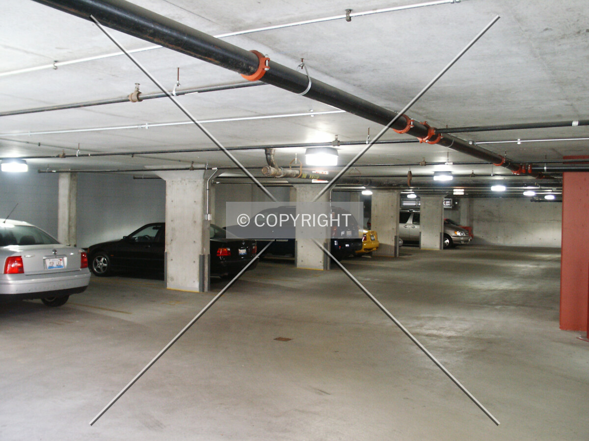 Inside the parking garage