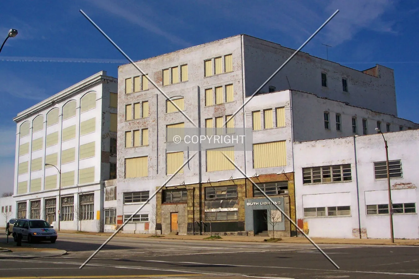 View from the southeast across Jefferson Avenue