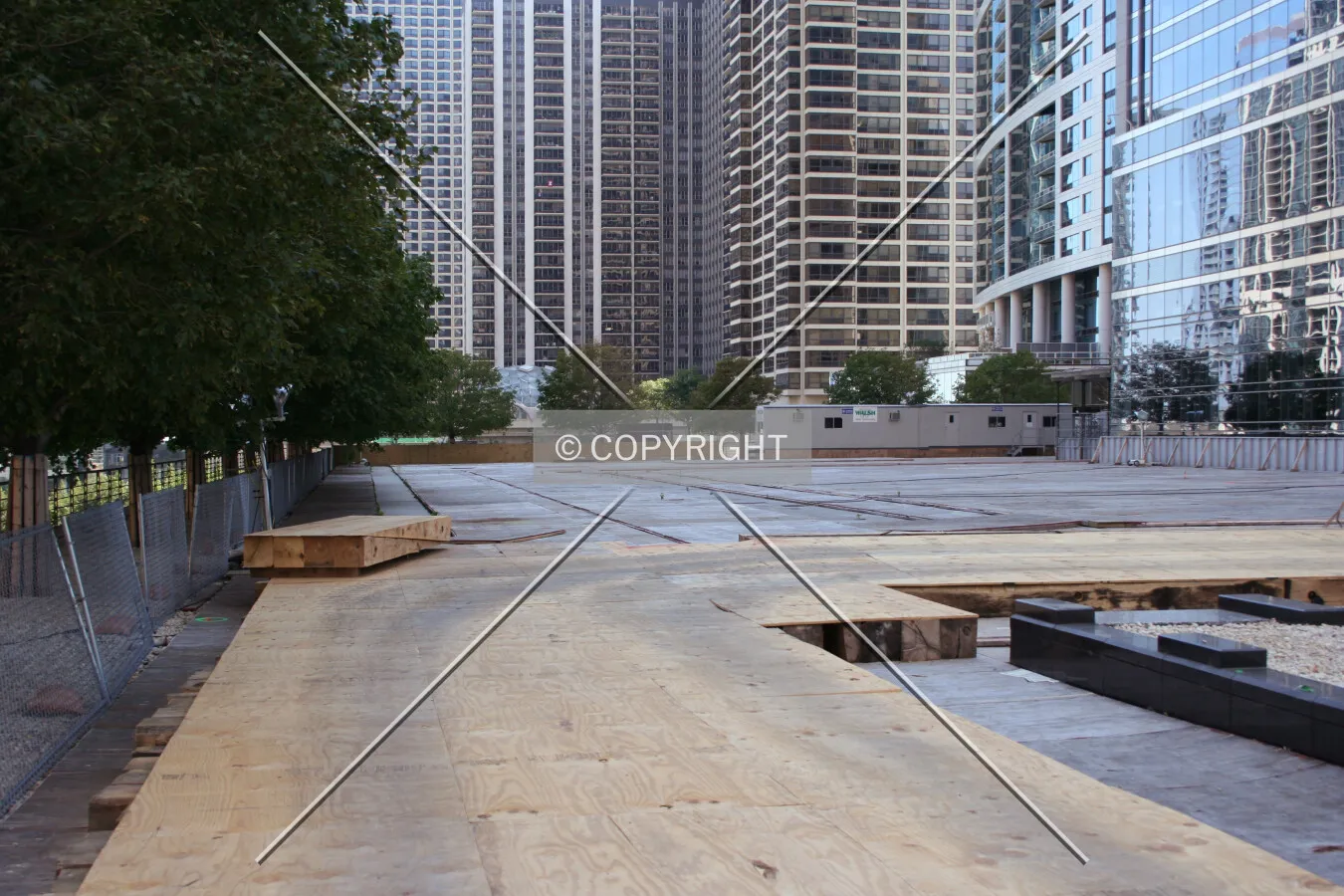 Back plaza being prepared as a staging area
