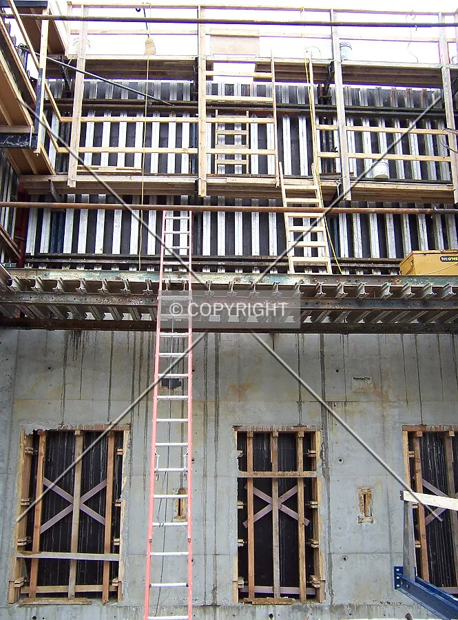 Looking into the elevator core in the southwest corner of the complex from Benson Avenue