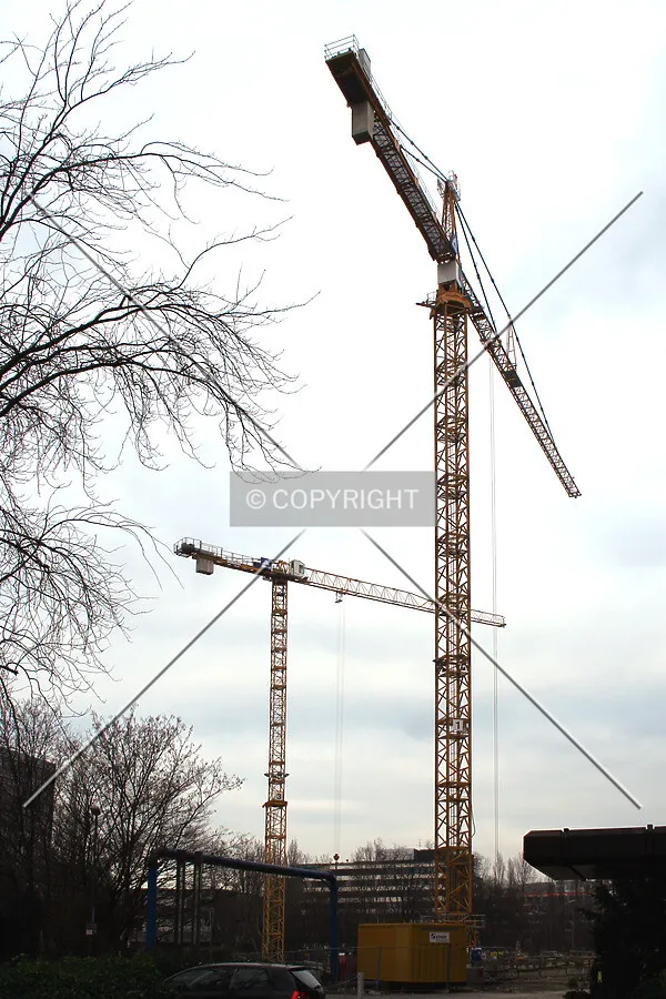 Tower cranes from the west