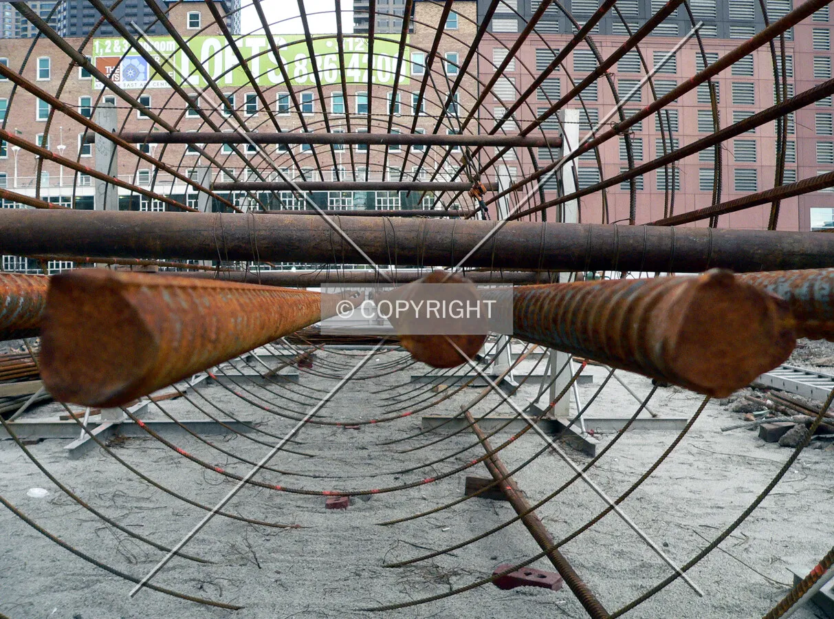 View through a rebar cage
