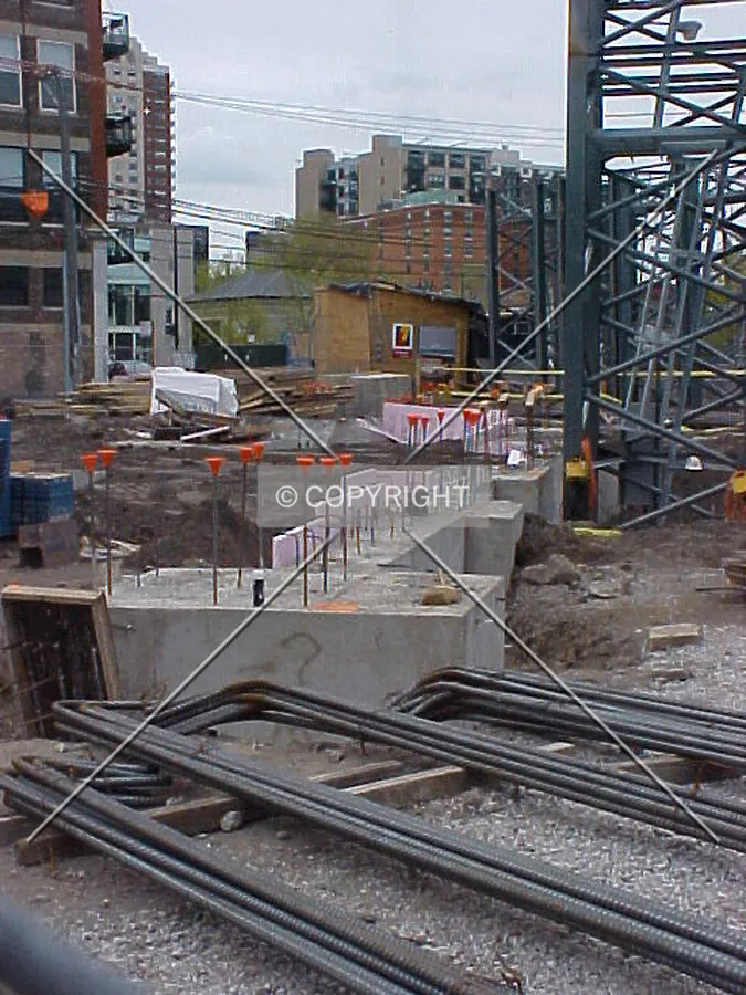 The foundation while looking southeast across the construction site