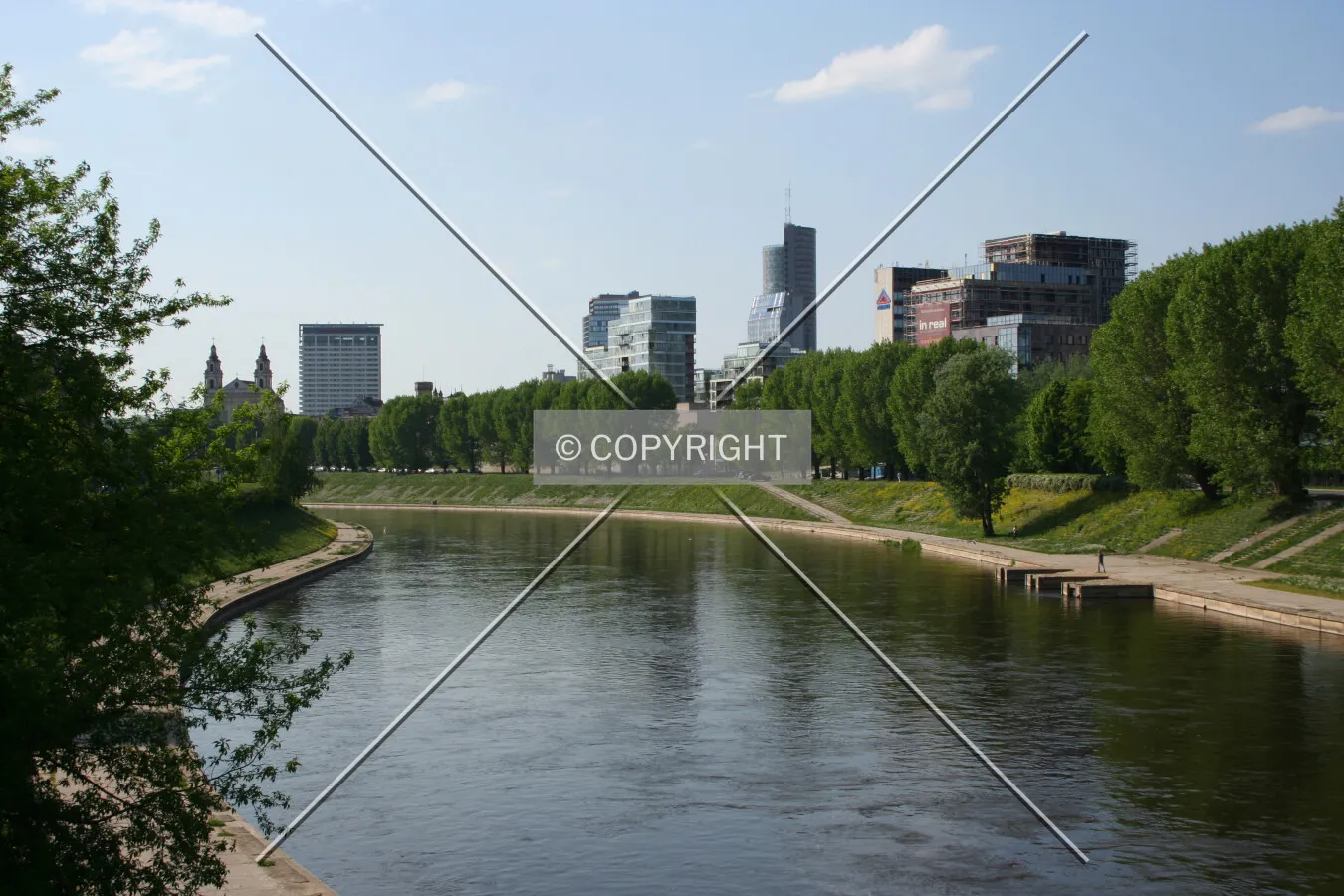 Downtown skyline over the Neris River