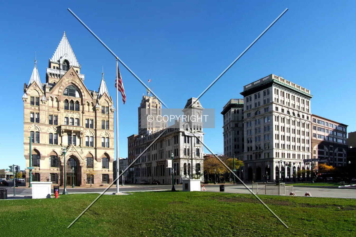 View from the northwest across Clinton Square with the Bank of America Building to the left