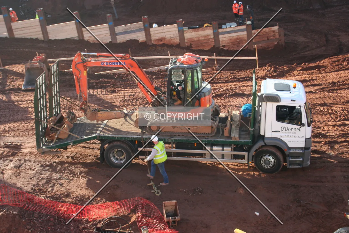 Looking down at the construction equipment