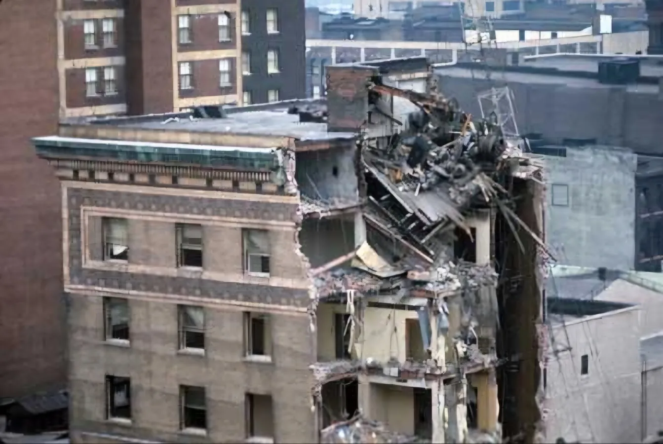 View during demolition; 1973