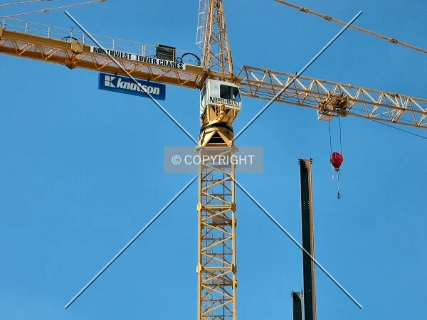 One of the tower cranes from 10th Street