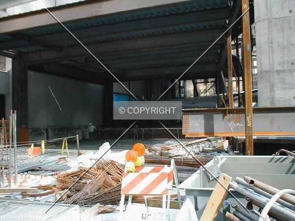 Looking into the entrance of the parking ramp to the building