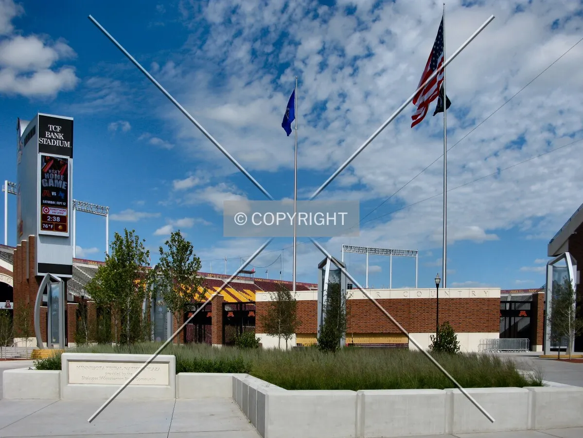View to the north across Minnesota Tribal Nations Plaza