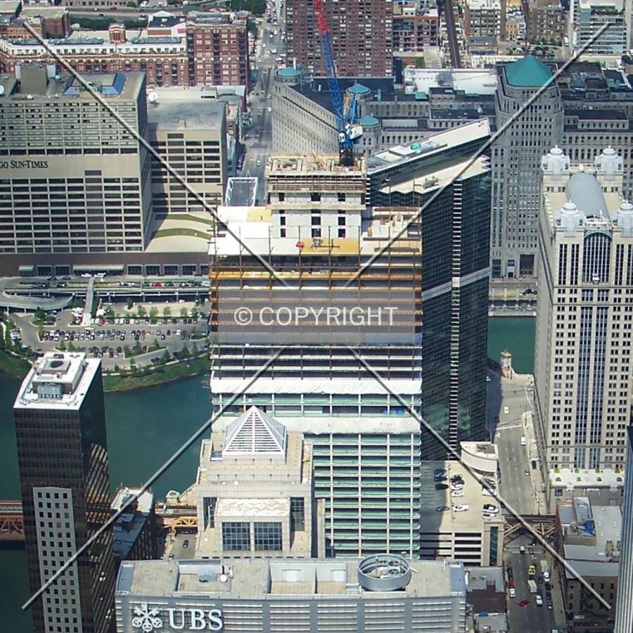 From the Willis Tower observation deck to the south while under construction; August 29, 2008