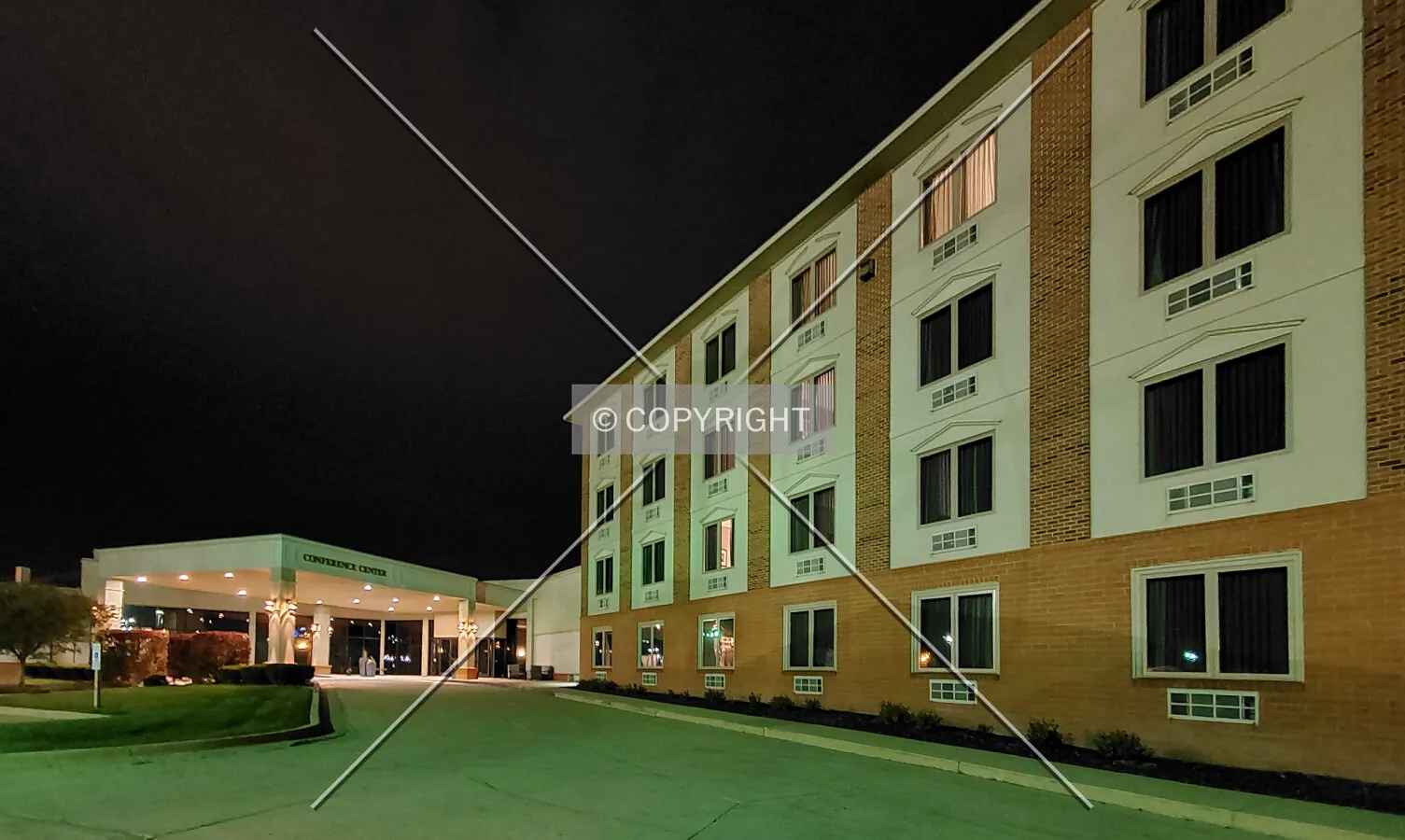 Rear entrance at night; November 9, 2019