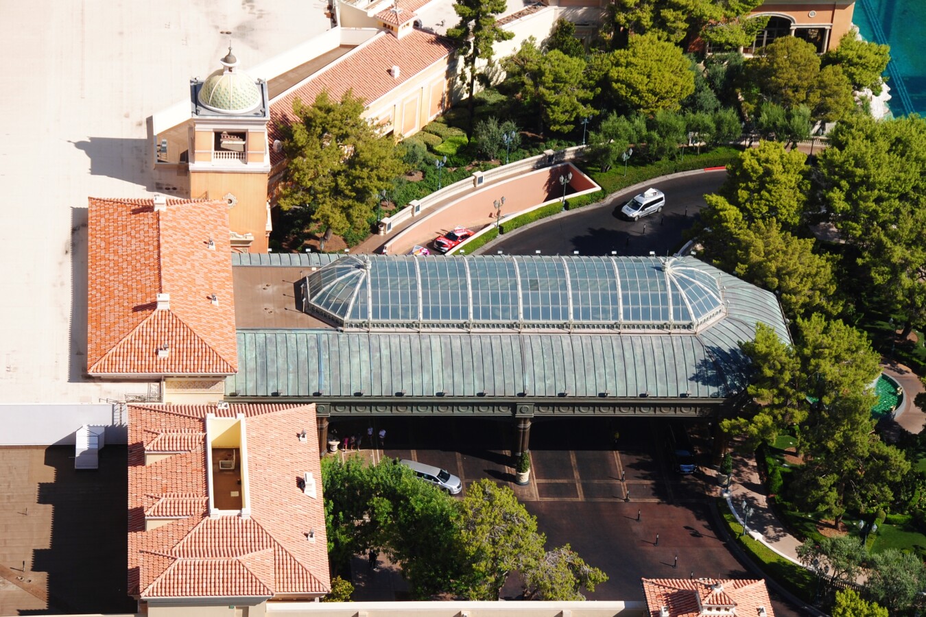 Elevated view of the porte cochere