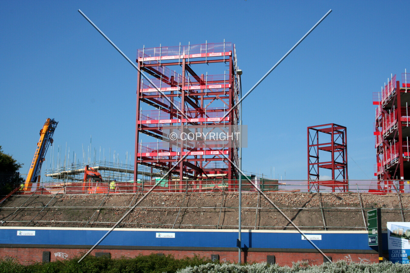 Looking up at the construction progress