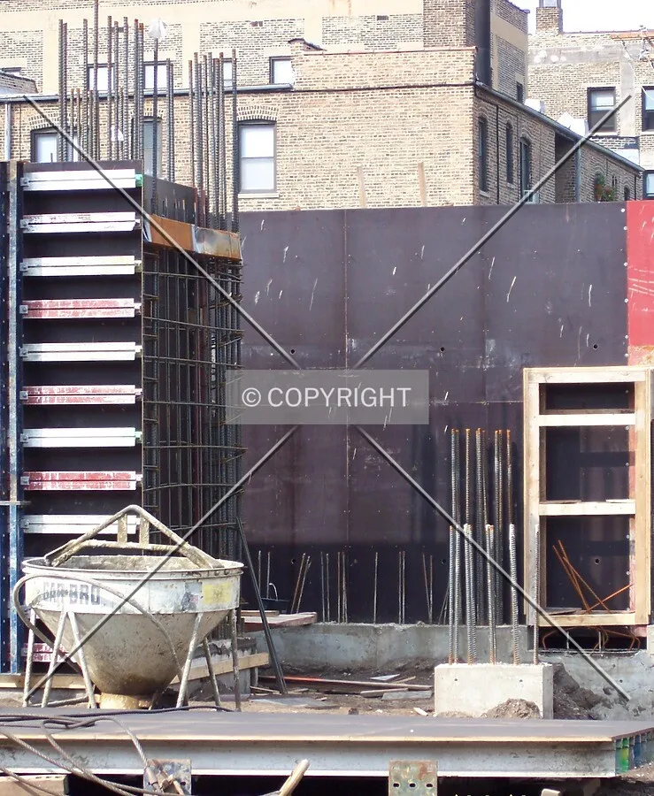 Formwork around the elevator core