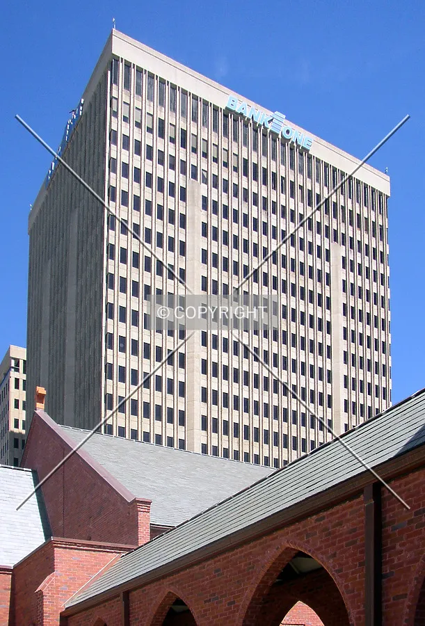 Rising above St. James Church to the south