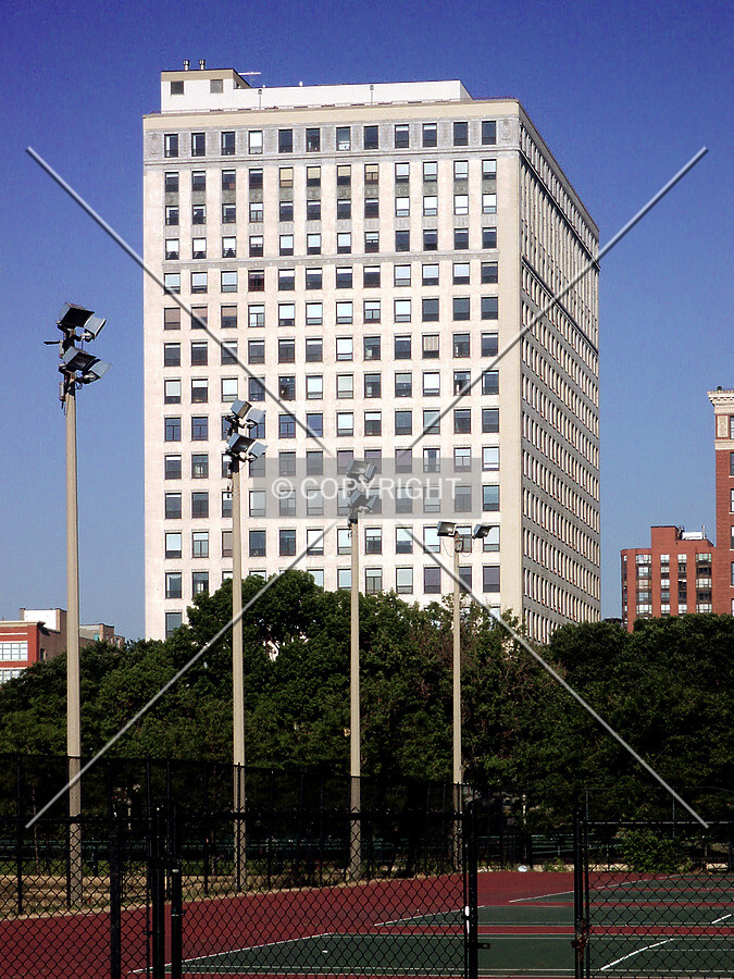 Looking over the Grant Park tennis courts