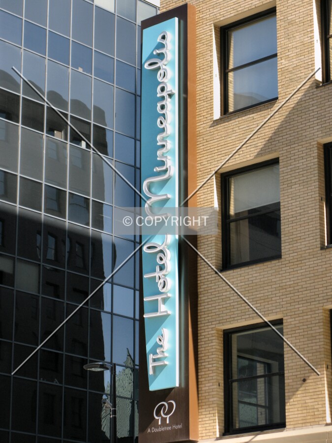 Signage above the 4th Street and 2nd Avenue South corner