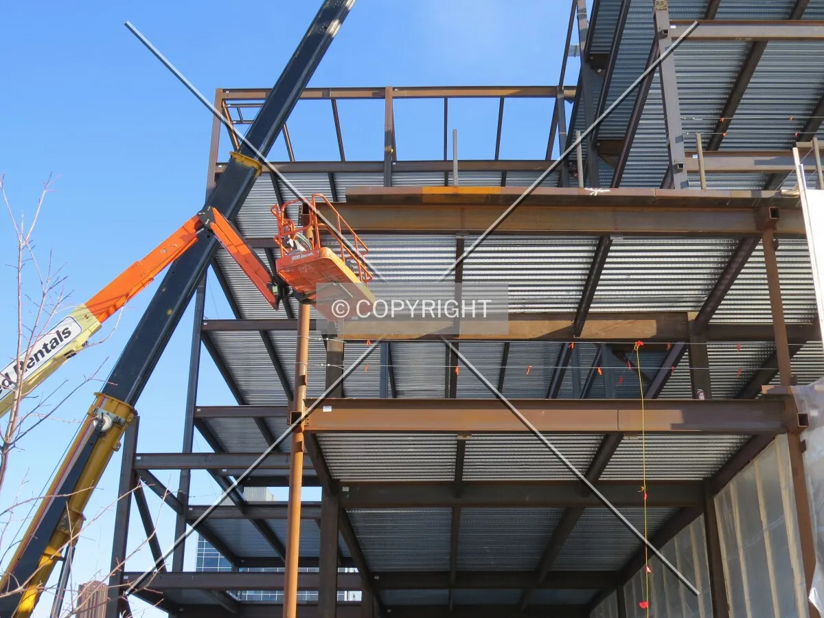 Steel erection at the future west corner