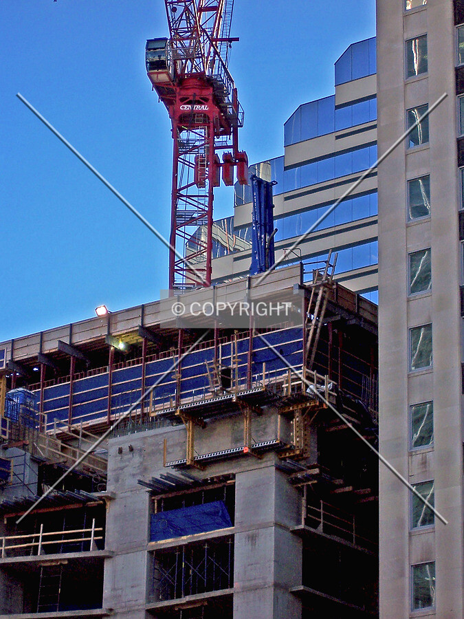 Concrete formwork on the northwest corner of the structure