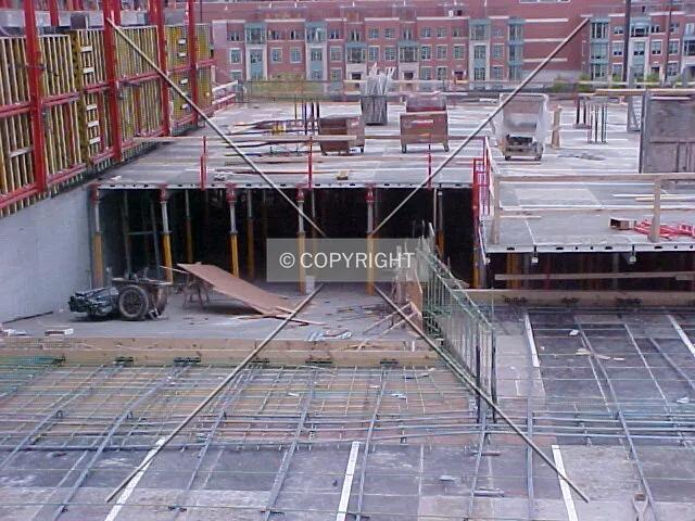 Looking down a ramp that will be apart of the parking garage