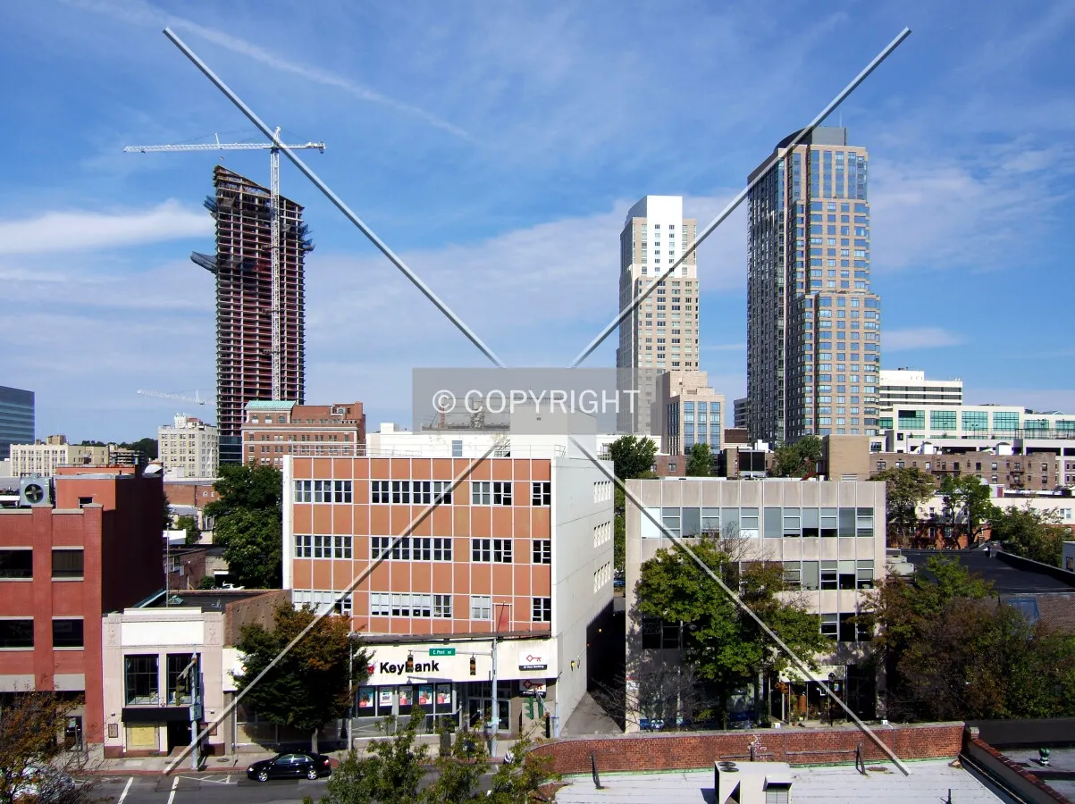 Downtown from the southeast with Renaissance Square under construction