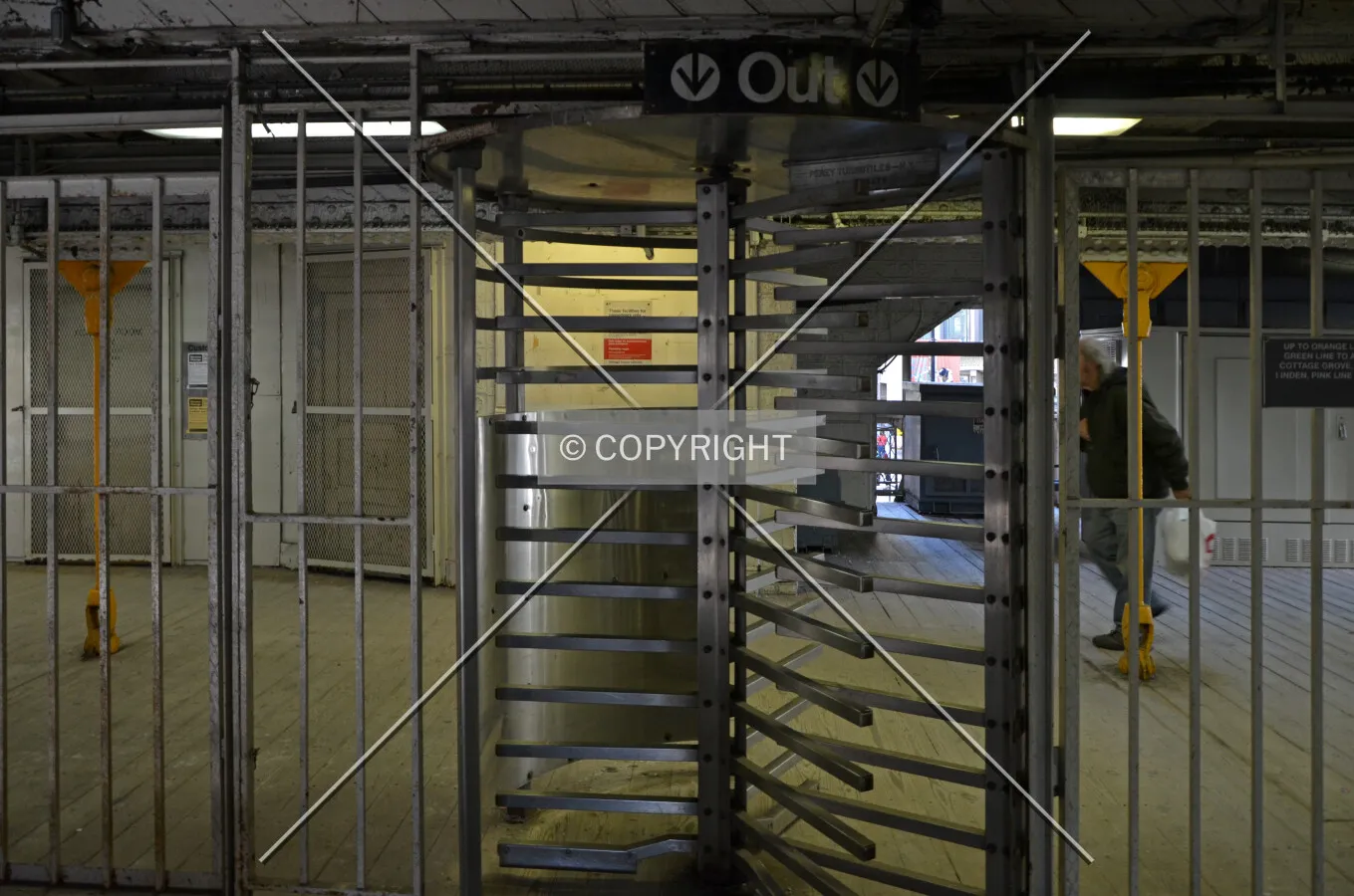 Rotary exit gate on the mezzanine level; March 7, 2015.