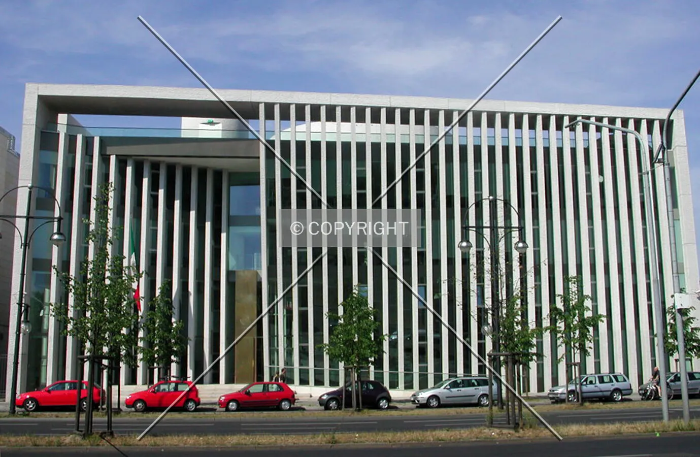 Main facade of the building facing east