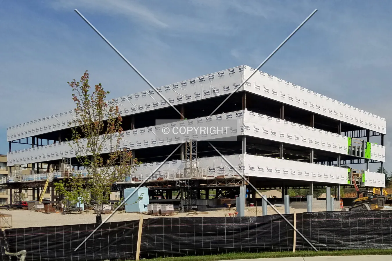 View from the southeast during construction; April 19, 2017