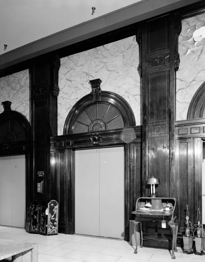 Elevator bank, first floor