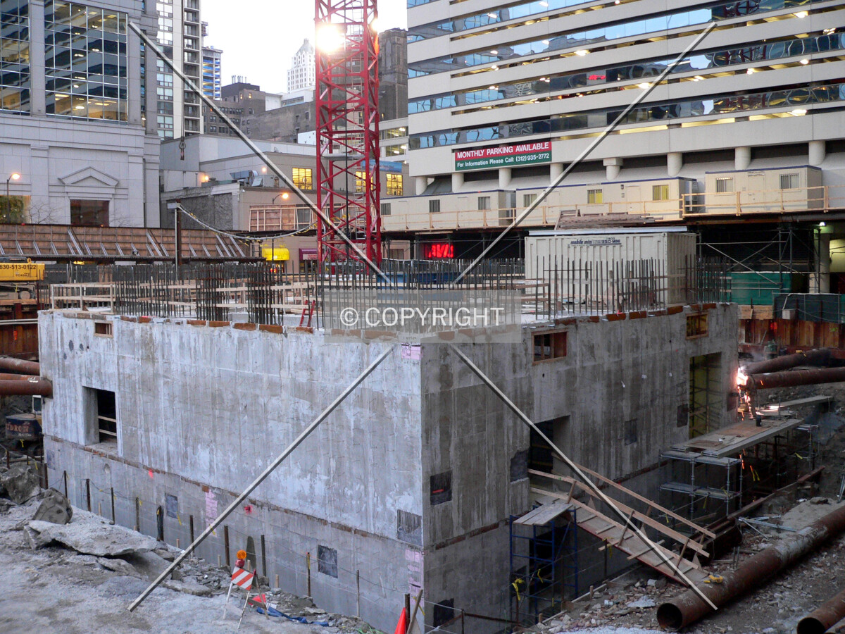 View to the southeast across the construction site