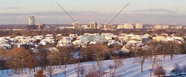 Skyline around Oak Brook Mall, with Oakbrook Terrace Tower on the left