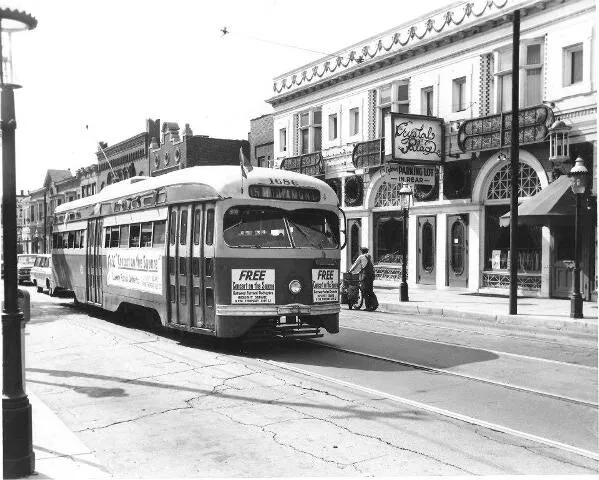 Vintage view behind a streetcar